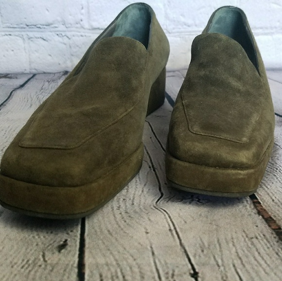 Bruno Magli Italian Green Suede Loafers Sz 7 AA - Picture 2 of 8